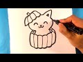 Cat in a Pumpkin - Cute Drawings Halloween Drawings