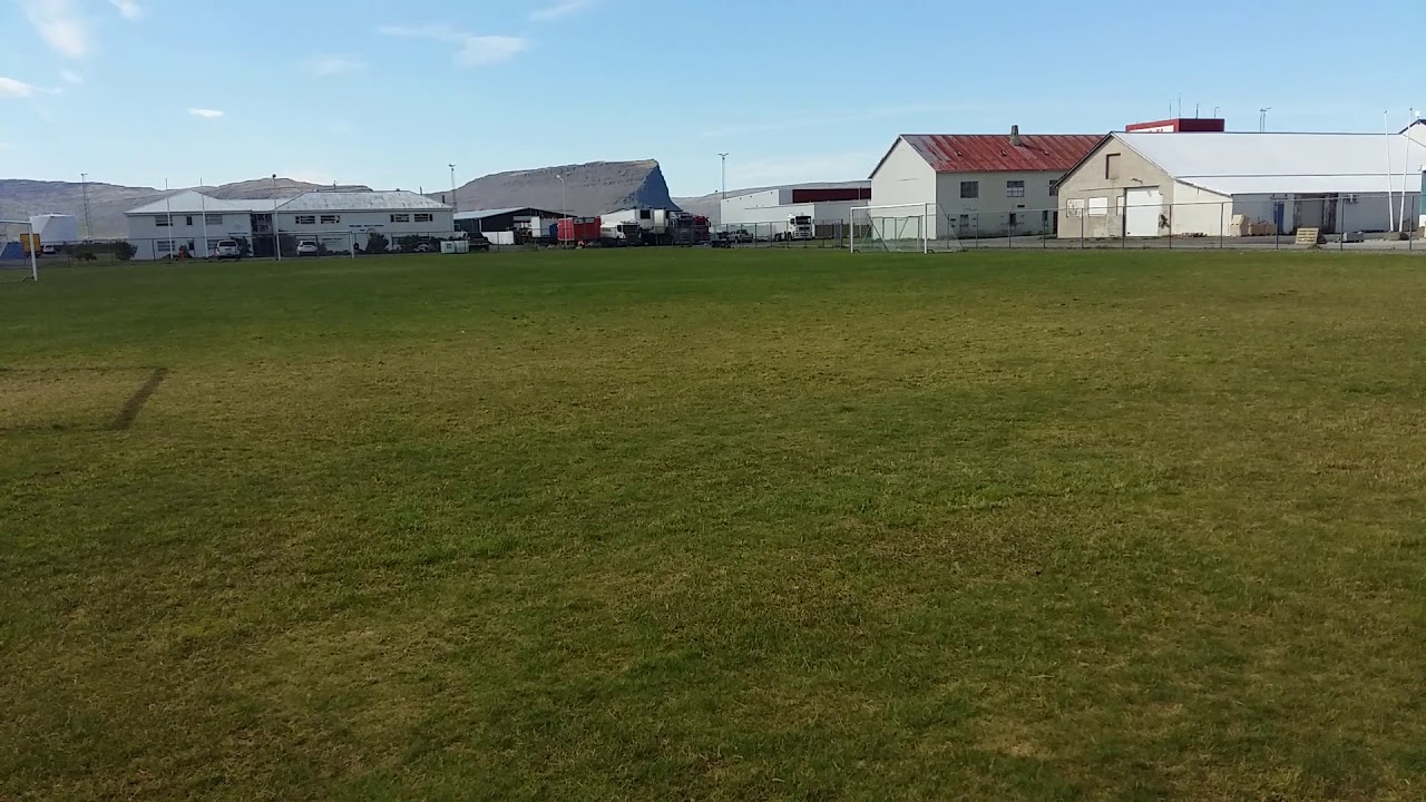 Patreksfjörðarvöllur in the village Patreksfjörður. Stadium of  Héraðssambandið Hrafna Flóki — Patreksfjörður — video poster