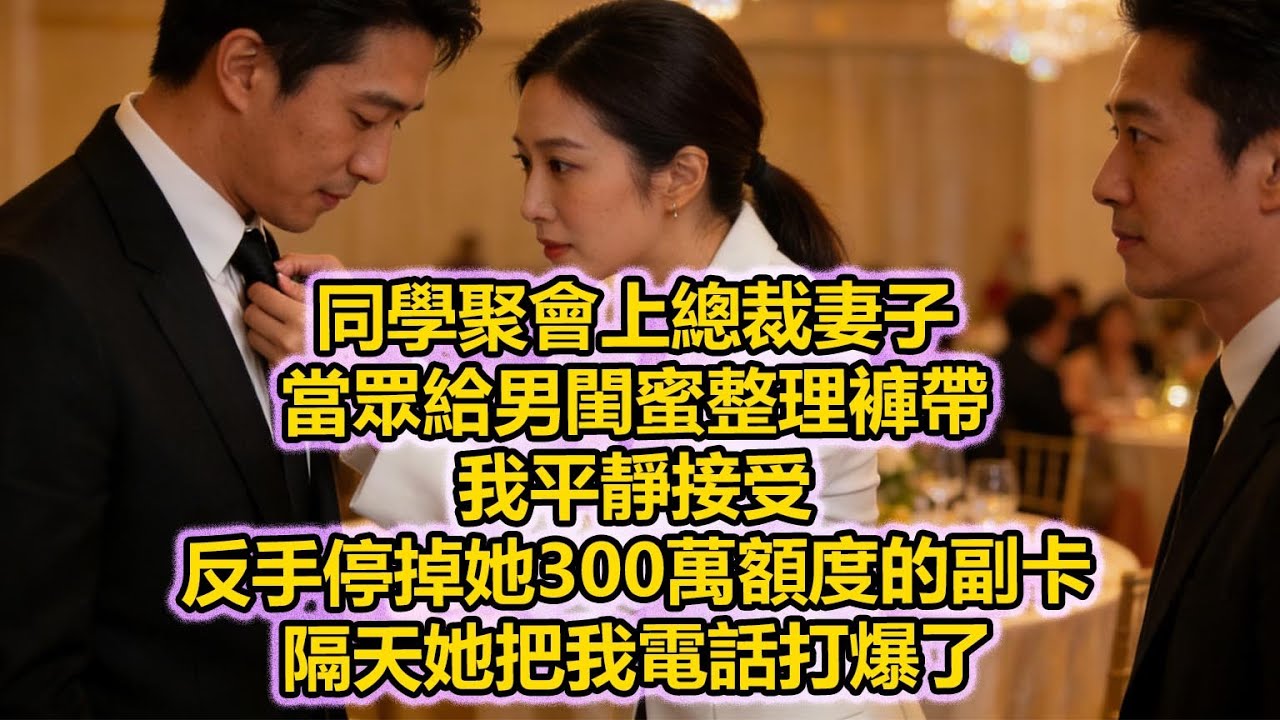 同學聚會上總裁妻子當眾給男閨蜜整理褲帶，我平靜接受，反手停掉她300萬額度的副卡，隔天她把我電話打爆了