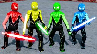 SPIDERMAN TEAM vs Epic NPC Battle & Dynamic AI Ragdoll Physics! SUPERHEROES LIGHTSABER ACTION screenshot 1