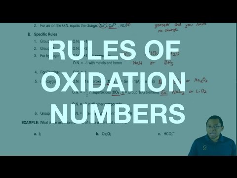 Rules for Oxidation Numbers