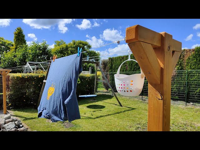 Etendoir a linge exterieur, en bois, etendoir en bois, de jardin