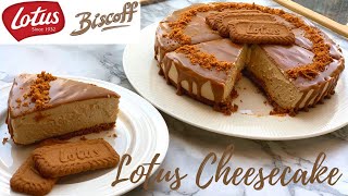 Lotus Biscoff Cheesecake No bake No Gelatin تشيزكيك اللوتس من غير فرن ومن غير جلاتين