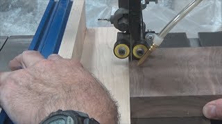 This video shows how there is a need to be able to cut small stock on a bandsaw safely while keeping the guides an optimal 