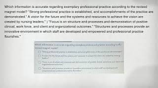 Which information is accurate regarding exemplary professional practice according to the revised mag