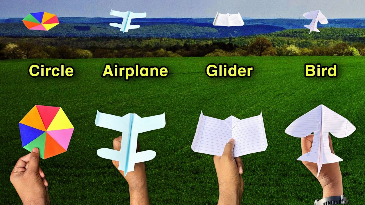 Top 4 flying paper bird plane, best flying circle, longest flying airplane, super glider, new bird