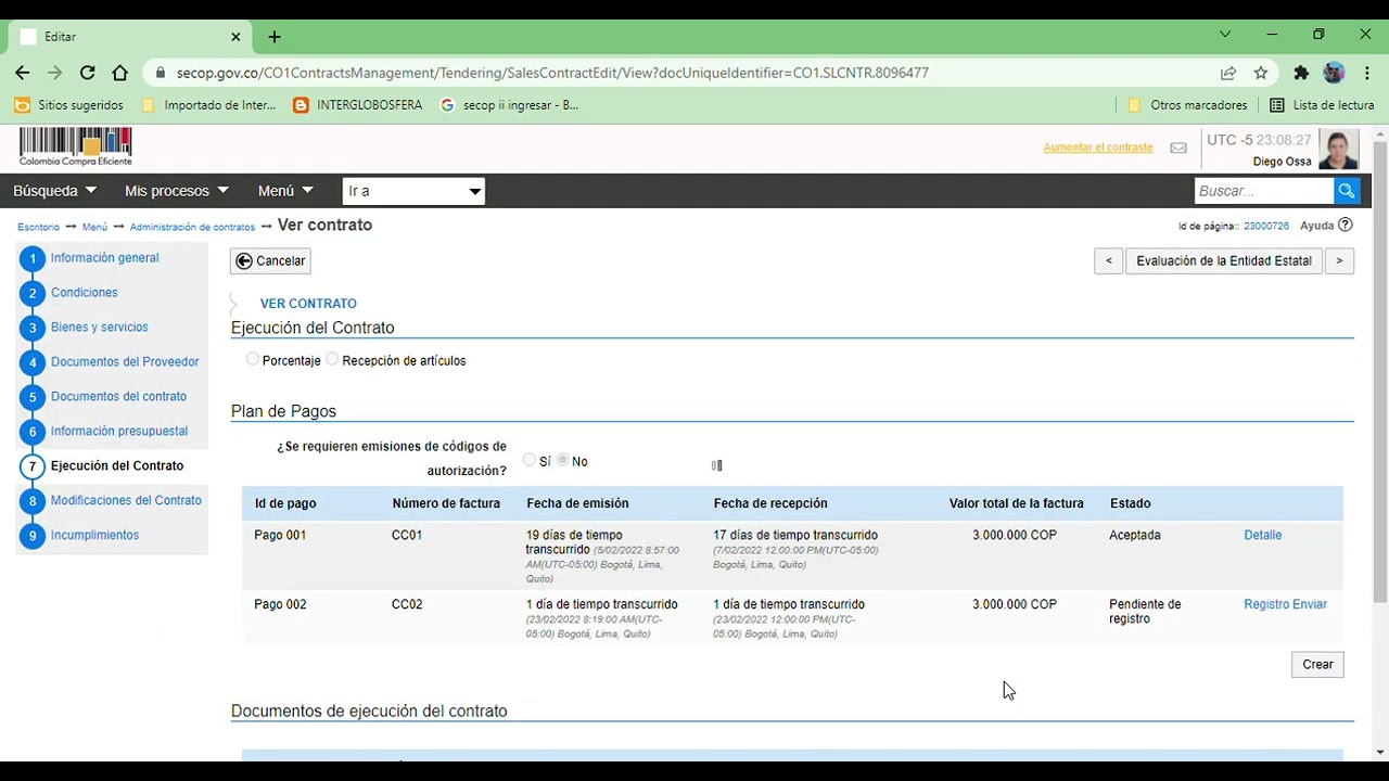 Correciones en Secop II