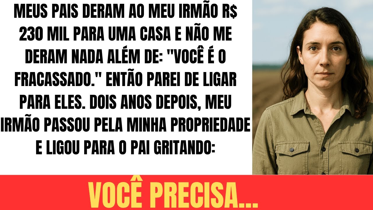 Meus pais deram R$230 mil ao meu irmão e me chamaram de fracasso. Parei de ligar…