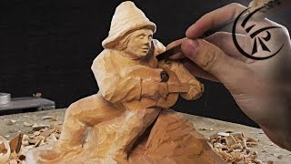 Woodcarving "Farmboy with Guitar" ►► Timelapse