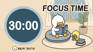 2 Hour Pomodoro Timer 30/10 | Rainy Study With Me | Rain Sounds