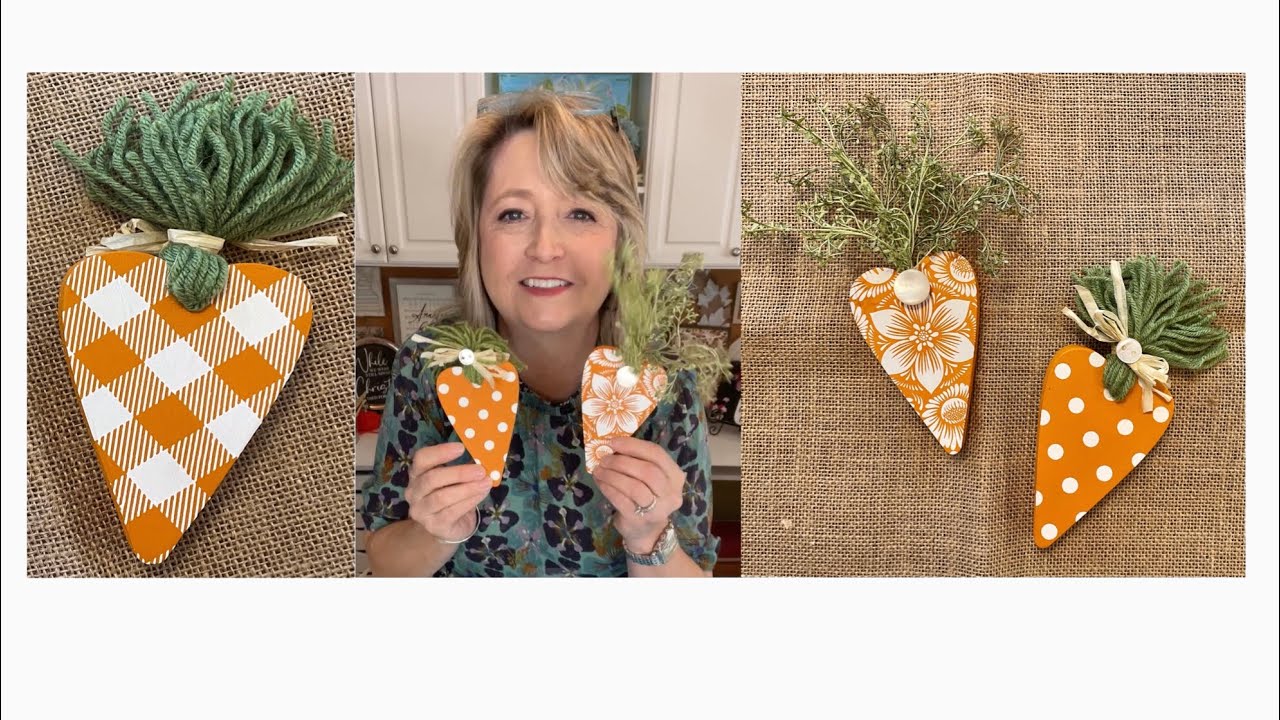 DIY Easter Carrots Made From Dollar Tree Chunky Wood Hearts | Magnolia Design Co