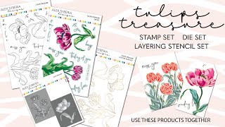 Tulips Treasure | Hot Foil Plates, Layering Stencils, Stamps & Dies @alexsyberiadesigns