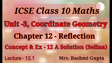 icse class 10 maths | coordinate geometry | Reflection | Concept and Solution Ex 12 A Selina |