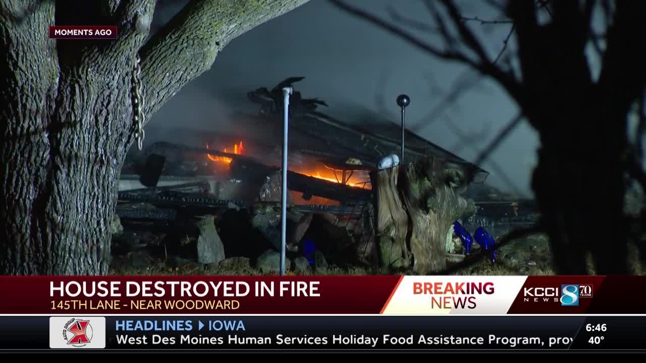 House destroyed in early morning fire near Woodward - YouTube