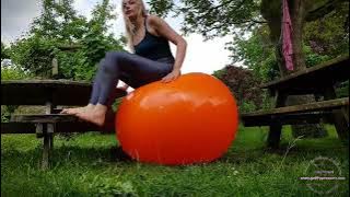 Lovely exercise ball and gym ball bouncing in the garden 🥵🔥