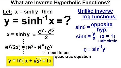 Calculus 2: Hyperbolic Functions (29 of 57) What are Inverse Hyperbolic Functions?