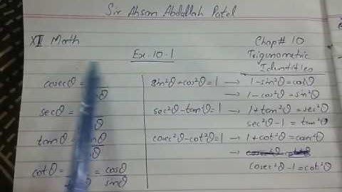XI Math Chap 10 - Trigonometric Identities Ex 10.1 Solution by Sir Ahsan Abdullah Patel - Part 1