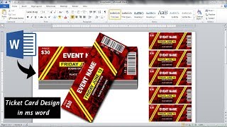 Awesome Ticket Card Design in ms word || how to make Beautiful ticket Design in ms word ||