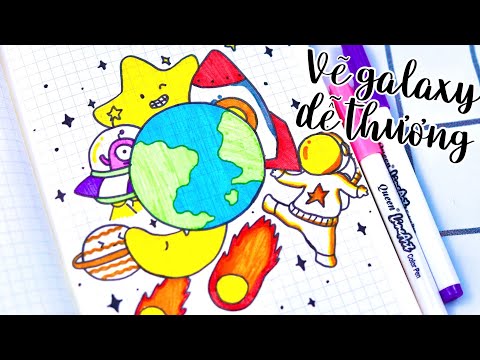 Video Vẽ tranh galaxy đơn giản | Bút lông màu Queen - youtube