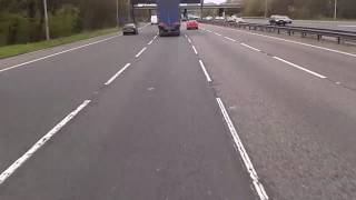Truck nearly takes out car on M60. Truck reg EX13 YBK