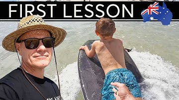 Father & Son Have Their FIRST BOOGIE BOARD Lesson!