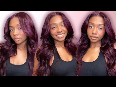 Black Cherry Closure Wig Glueless Install🍒😍 | Pre Cut Layers | Ft. Unice Hair Amazon