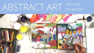 Double Your Creativity: Abstract Art on Two 8x8 Wood Panels | Abstract Painting