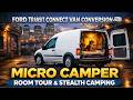 Ford Transit Connect Van Conversion 🚐 | Micro Camper Room Tour &amp; Stealth Camping Setup