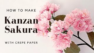 CREPE KANZAN CHERRY BLOSSOM - 30 PETALS CHALLENGE | learn how to made crepe paper flowers with us