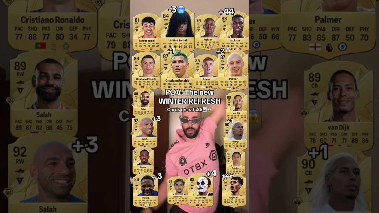 Pov the new winter refresh cards on eafc25 😱 ft. Palmer,Salah and Lamine Yamal