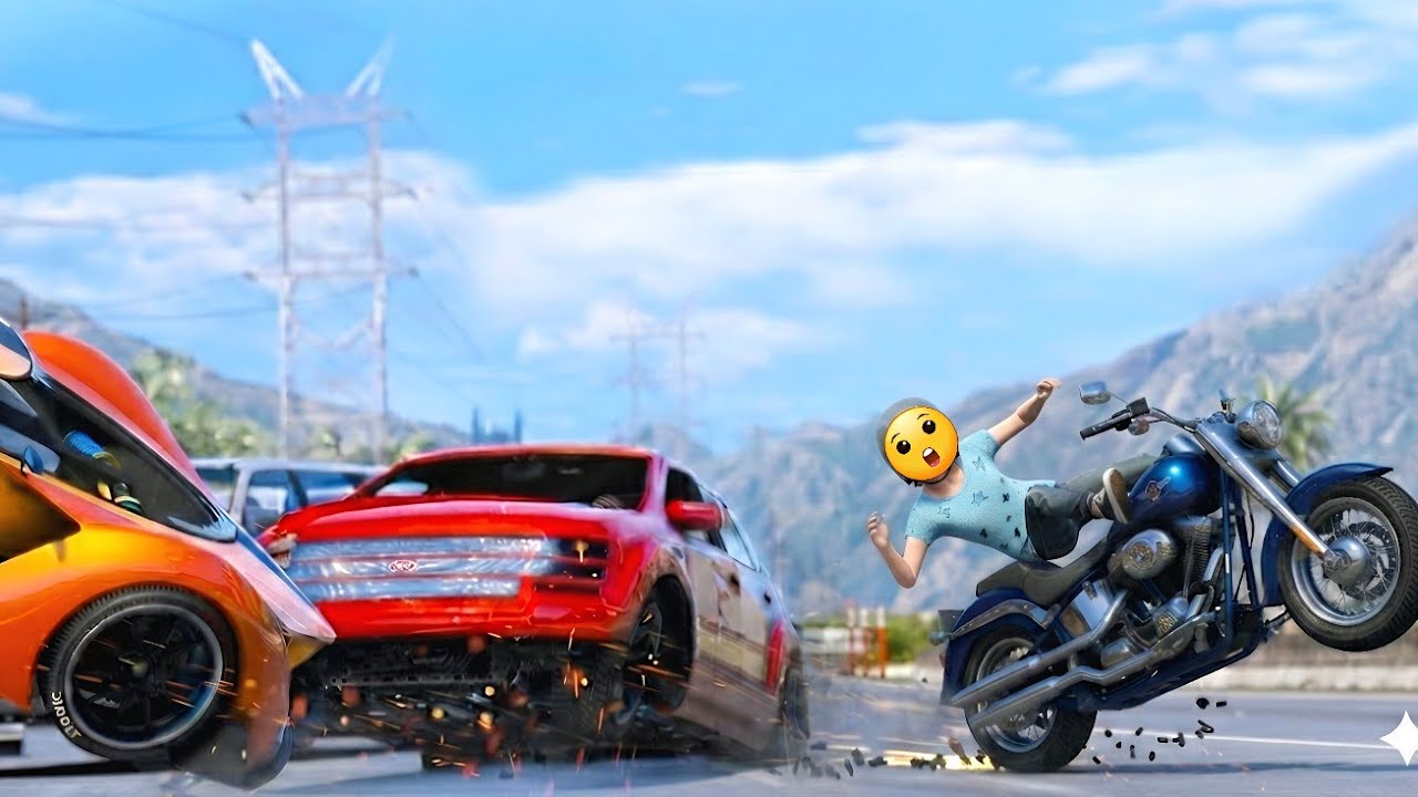 GTA 5 Cute Girl Motorcycle Crashing Fails (Euphoria Physics Showcase)