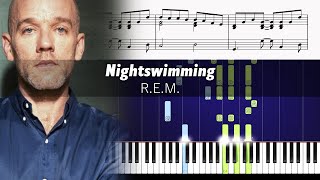 REM - Nightswimming - ACCURATE Piano Tutorial Resimi