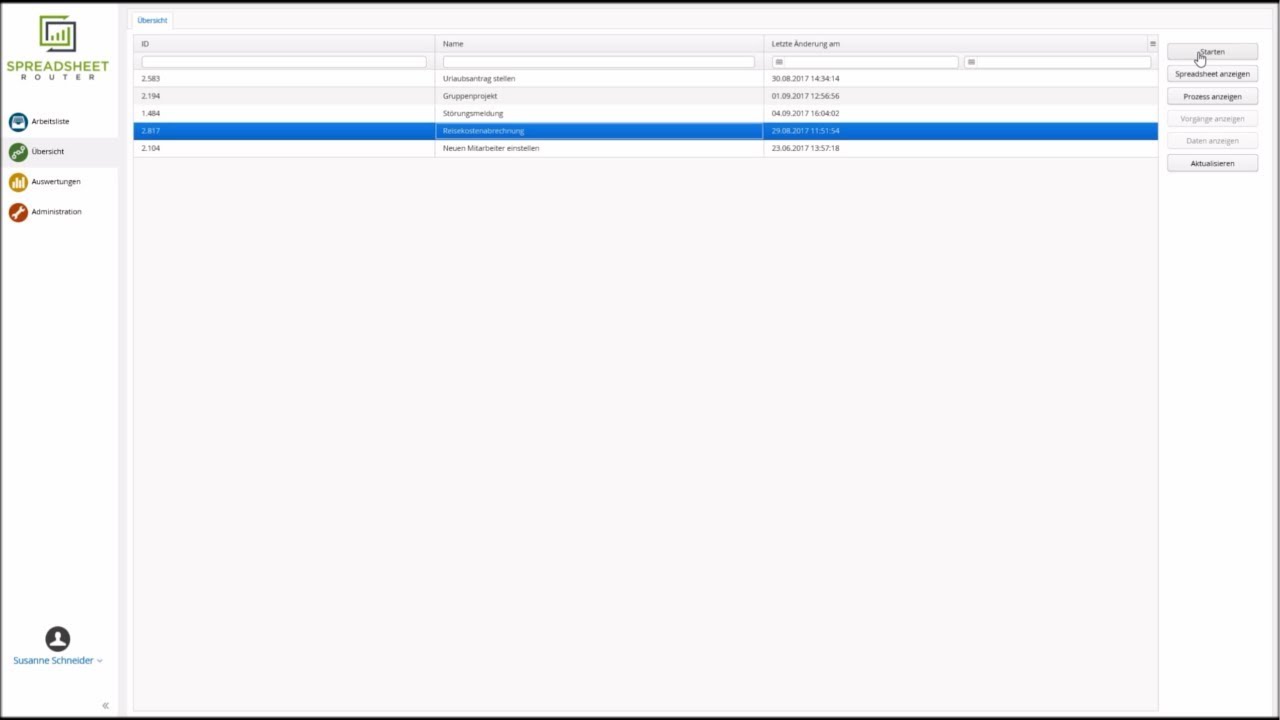 Youtube Video: Spreadsheet Router Tutorial: Startberechtigung für Vorgänge vergeben