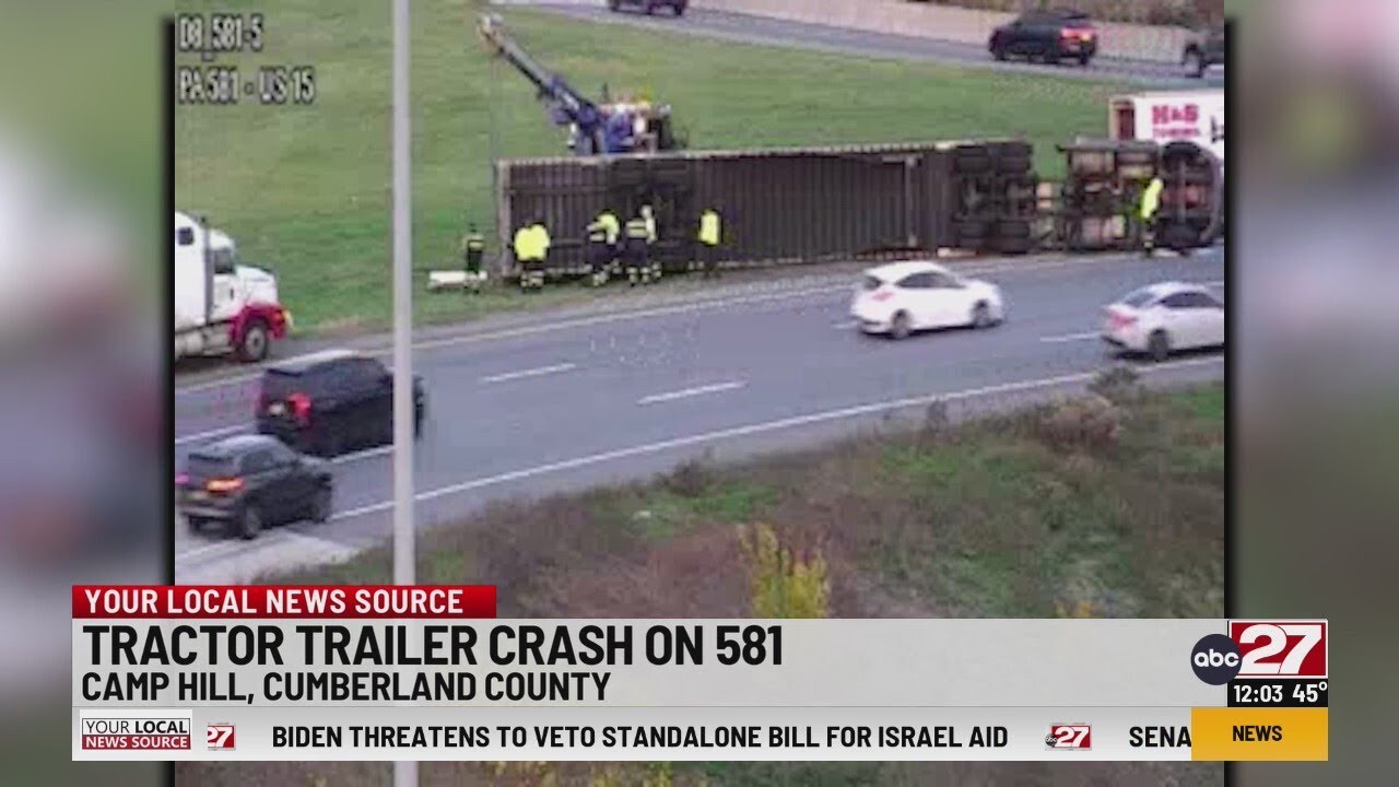 Crews respond to overturned tractor-trailer in Cumberland County - YouTube