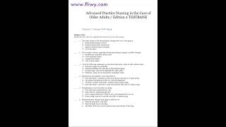 Test Bank for Advanced Practice Nursing in the Care of Older Adults 2nd Edition