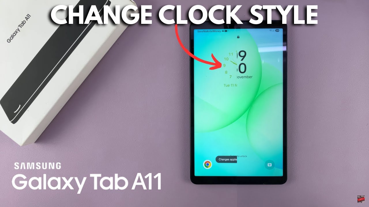 Как изменить стиль часов на экране блокировки на Samsung Galaxy Tab A11
