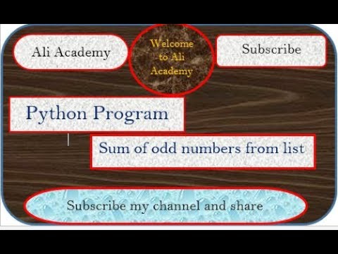 Python program sum of odd numbers from list||  urdu || Ali Academy