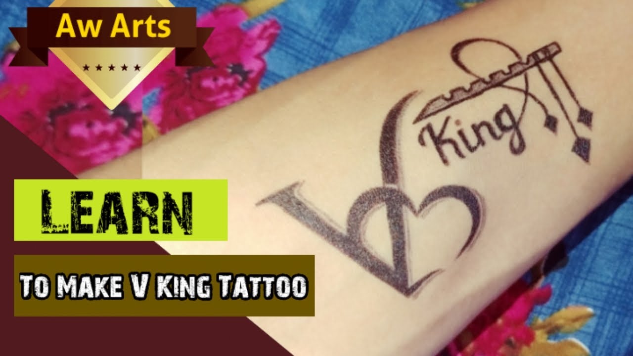 How to make V tattoo | how to make letter V tattoo with king | how ...
