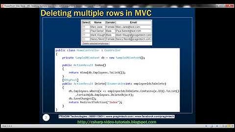 Part 65   Deleting multiple rows in mvc