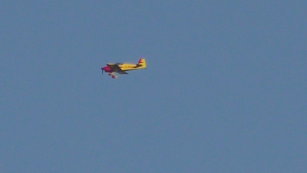 airshow schedule upload yellow & red plane seen Brands hatch Formula Ford festival 21Oct18 420p