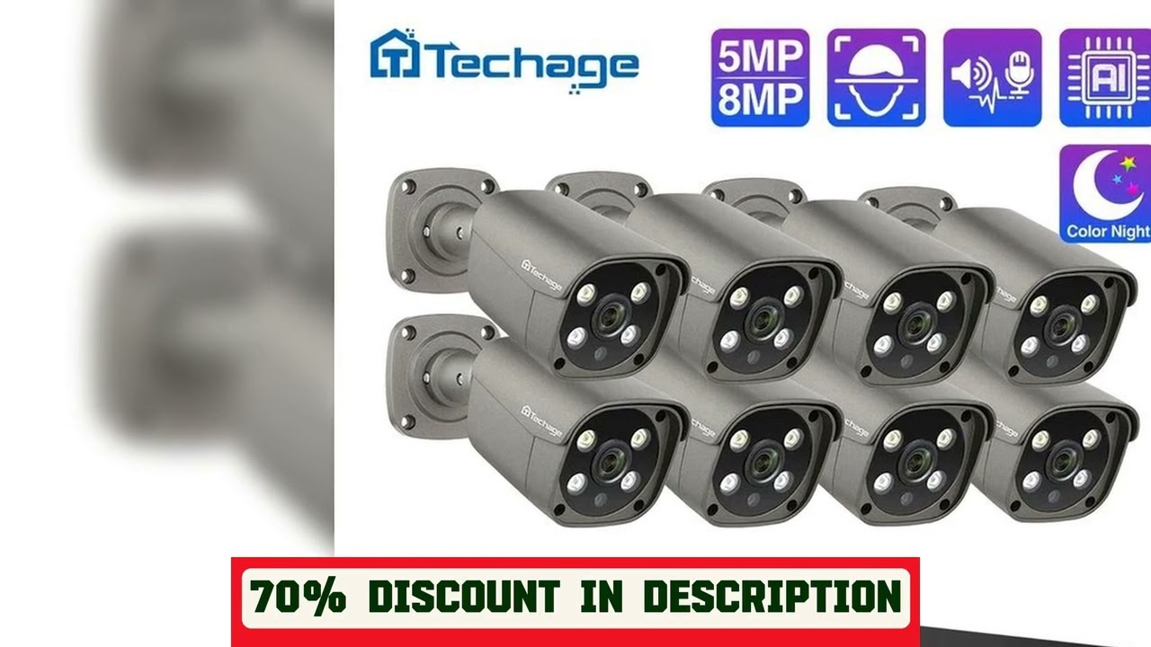 A must-have product! Techage 8CH 5MP 8MP Security Camera System 4K HD POE NVR Kit Two Way Audio Fa