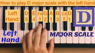 Piano Lesson 61: How to play D major scale with the left hand (15 times play along) tutorial
