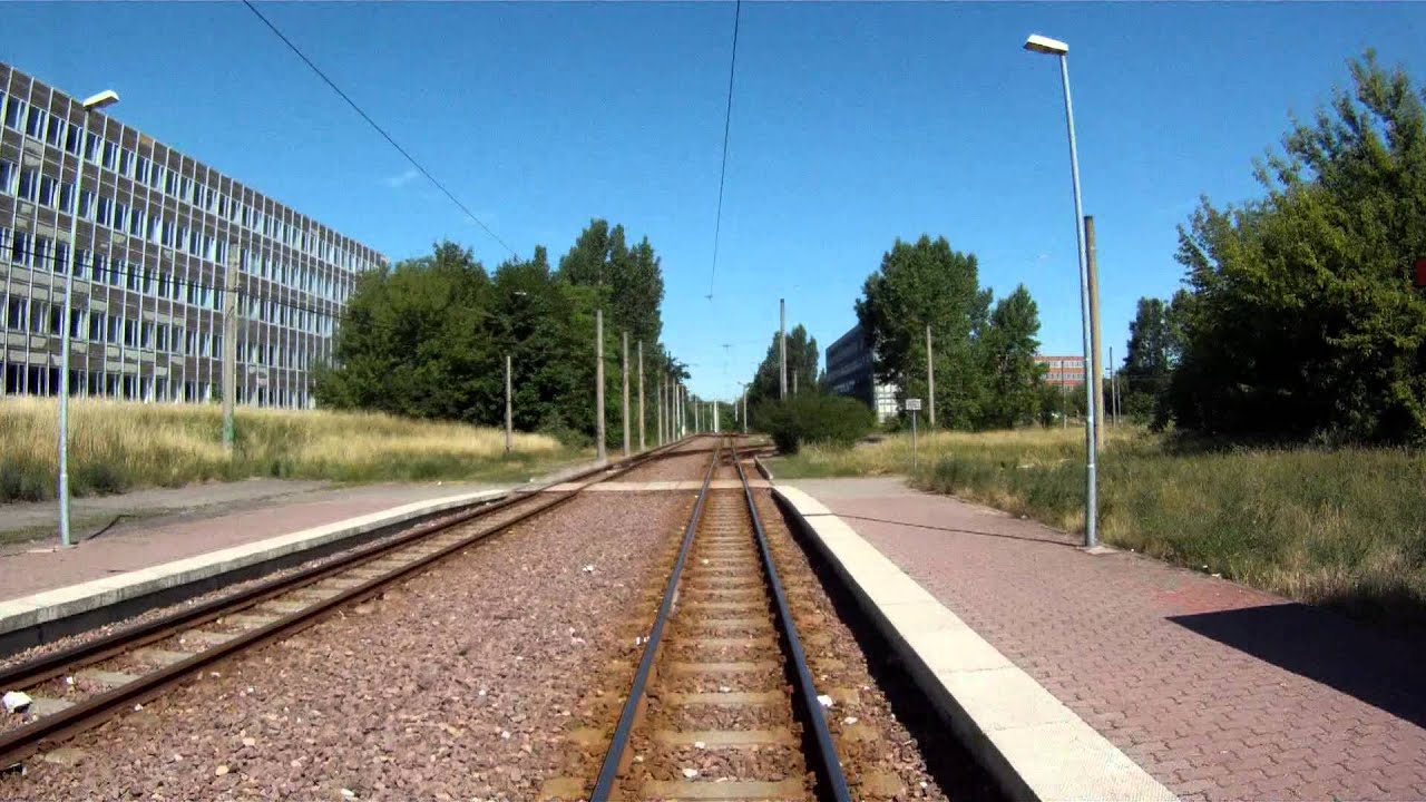 Führerstandmitfahrt Linie 5 in Halle, die längste Linie Ostdeutschlands. tram cab ride