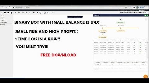 BINARY BOT LOW BALANCE FREE DOWNLOAD l LOW RISK l TOUCH STRATEGY l LOW RISK l JUST 15 USD
