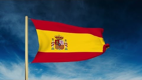 Spain Flag Slider Style. Waving In The Wind With Cloud Background Animation Stock Animation