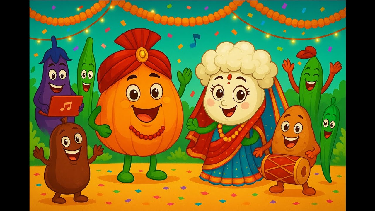 Mota Kaddu aur Phool Gobhi Ki Shaadi 🥕💍 | Funny Hindi Kids Rhyme | Sabziyon Ka Dance Mela!