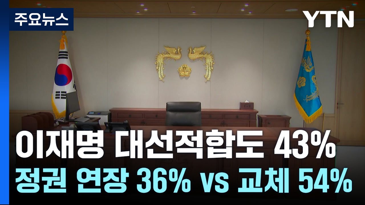 이재명 대선적합도 43%...정권연장 36% vs 정권교체 54% / YTN