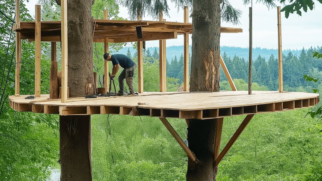 Building SECRET Tree House in the Middle of the Forest | Start to Finish by 