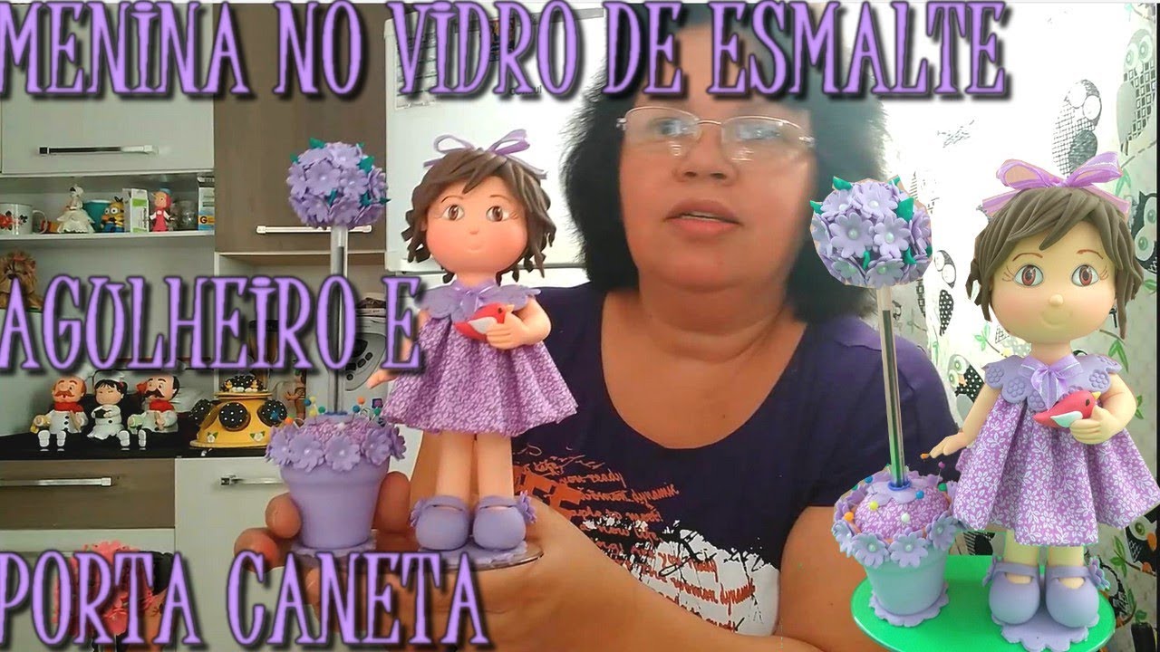 Aula de Biscuit Completa- Menina no vidro de esmalte