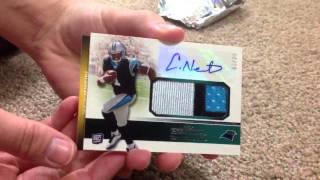 cam newton rookie auto, jumbo 3 color patch, 2011 topps pre